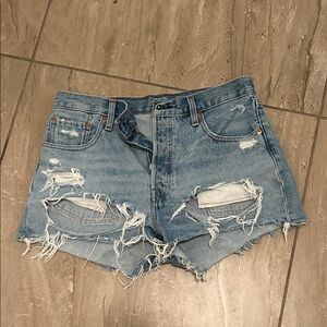 Levi's Light Blue Distressed Jean Shorts